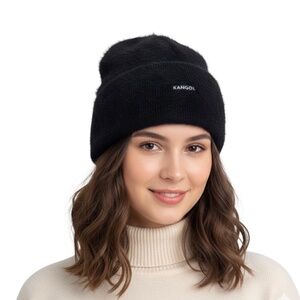 Vintage Y2K KANGOL Furgora pull on black fuzzy cuff beanie skull cap OS